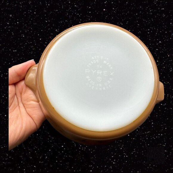 Vintage Pyrex Early American Refrigerator Dish Brown & White 471 1pt 7.5”W 2”T - Picture 7 of 11